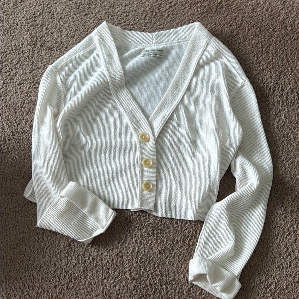 Urban Outfitters Cream Ribbed Knit Top